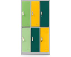 JAN NOWAK - Metalen Kledingkast IGOREK - Garderobekast met 6 afsluitbare vakken - Veelkleurig