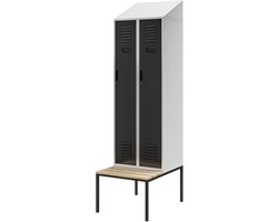 JAN NOWAK - Metalen Kledingkast KACPER II PRO - Kast met bank en dak - Grijs-Antraciet