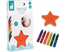 Janod Badspeelgoed - Kleuren In Bad - Potlood Om Te Kleuren In Bad - Uitwisbaar Met Bijgeleverde Spons - Een Spons En 6 Potloden - Geschikt Vanaf 3 Jaar