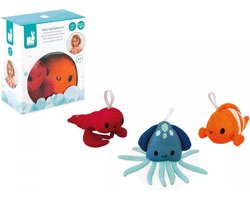 Janod Badspeelgoed - Set van 3 Badvriendjes Sponsjes Zeeschuim - De Sponsjes Schuimen Als Ze In Contact Komen Met Water En Zeep! - Geschikt Vanaf 10 Maanden