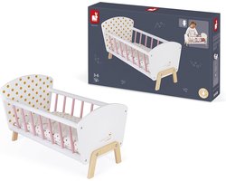 Janod Candy Chic - Houten Poppenbed - Geschikt Voor Poppen Tot 42 Cm - Inclusief Een Klein Kussen En Matrasje - Geschikt Vanaf 3 Jaar