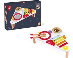 Janod Confetti - Muziektafel - Voor Kleine Muzikanten! - 3 Instrumenten Inbegrepen - Op 3 Poten Voor Meer Stabiliteit - Geschikt Vanaf 1 Jaar