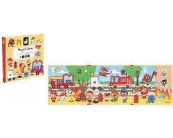Janod - Magneti Stories Brandweer - Magneetboek - Inclusief 30 Magneten - Geschikt vanaf 3 Jaar