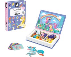 Janod - Magnetibook Unicorn - Magneetboek Speelset Inclusief 44 Magneten En 10 Voorbeeldkaarten - Geschikt vanaf 3 Jaar