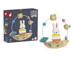 Janod Pure - Kralendoolhof en Schommelend Konijn - Leer Hoe De Delen In Elkaar Te Zetten En Te Stapelen - Stimuleert De Motoriek - Geschikt Vanaf 1 Jaar