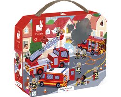 Janod - Puzzel De Brandweer - In Puzzelkoffer - 24 Stukjes - Geschikt Vanaf 3 Jaar