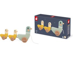 Janod Sweet Cocoon - Houten Trekfiguur Eenden - De Twee Eendjes Waggelen Terwijl Ze Bewegen! - Geschikt Vanaf 12 Maanden