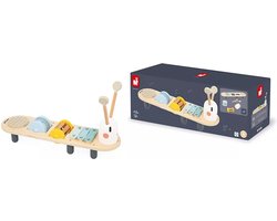 Janod Sweet Cocoon - Muziektafel Rups - 5 Geluidsactiviteiten Om Melodietjes Te Creëren - Met 3 Afneembare Rammelaars - Geschikt Vanaf 12 Maanden