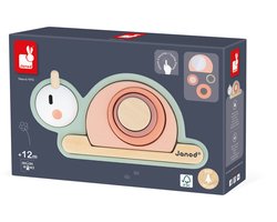Janod Sweet Cocoon - Sensorische Houten Slak - Zet In Elkaar Als Een Puzzel Met De 6 Houten Stukjes - 4 Zintuiglijke Stukken Om Te Ontdekken Met Hun Eigen Handen! - Geschikt Vanaf 12 Maanden
