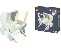 Janod Zen - Poppenwagen - Houten Poppenwagen Voor Poppen Tot 42 Cm - Geschikt Vanaf 18 Maanden