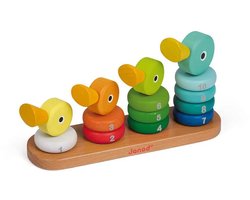 Janod Zigolos - Stapeltoren Eendenfamilie - Bouwspel Met 14 Houten Stukken Om Te Stapelen En Te Leren Tellen Van 1 Tot 10 - Geschikt Vanaf 1 Jaar
