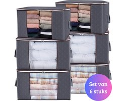 Janse® Dekbed organizer XL set van 6 - Grijs - Kleding organizers - Opbergzak - Opslagtas - Opslagbox - Flexibele opberger - Kast organizer - Opbergtas met rits en handvatten - Beschermhoes voor kleding - Opbergzakken