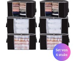 Janse® Dekbed organizer XL set van 6 - Zwart - Kleding organizers - Opbergzak - Opslagtas - Opslagbox - Flexibele opberger - Kast organizer - Opbergtas met rits en handvatten - Beschermhoes voor kleding - Opbergzakken