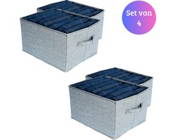 Janse® Kleding organizer set van 4 - Opbergdozen jeans - Kast organizer opstapelbaar - Broek organizer met 7 vakken - Kleding opbergsysteem - Kleding opberger - Stoffen opbergset voor spijkerbroeken - Opvouwbare opbergmand - Opslagboxen t-shirts