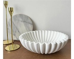 Janse® Luxe ronde fruitschaal wit - Ø 25 cm - Golvend design - Decoratieve Fruitmand voor Fruit - Kunststof - Schalen en kommen - Fruit en groenten organizer - Resin fruitmand