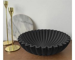 Janse® Luxe ronde fruitschaal zwart - Golvend design - Decoratieve Fruitmand voor Fruit - Kunststof - Schalen en kommen - Fruit en groenten organizer - Resin fruitmand