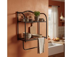 Janse® Plantenrek hart - Bloempothouder - Wandrek - Kapstok met rek - Keuken organizer - Handdoekrek - Hoedenplank - Metalen badkamerrek - Woondecoratie - Badkamer organizer - Wandplank - Kruidenrek - Handdoekrek - Woonkamer - Hal - Wanddecoratie