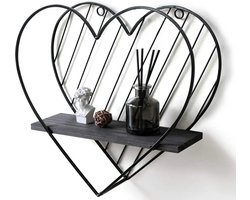 Janse® Wandplank hart - Wandrek zwart - Wanddecoratie - Muurdecoratie - Metalen hart - Fotoplank huiskamer - Woonaccessoires