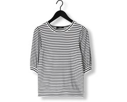 Jansen Amsterdam Kim Top K 136 Stripe Short Puffed Sleeve Tops & T-shirts Dames - Shirt - Blauw - Maat L