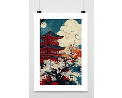 Japan Vintage Poster - Oosters Posters - Kunst - Passe-Partouts Effect - Wanddecoratie Woonkamer - 180 gram papier - BXS5996YR - Formaat 30 x 40cm