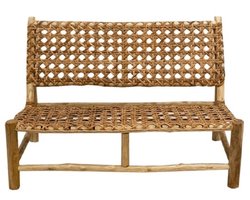 Japandi Bamboe Bankje met Rotan Zitting - Natuurlijk & Authentiek Design - 120 cm breed