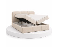 Japandi Bed Hika - 160x200 Compleet - Boxspring met opbergruimte - Beige - Puntrust Bedden