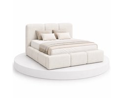 Japandi Bed Hikari - 160x200 Compleet - Boxspring met opbergruimte - Off-white - BalBedden