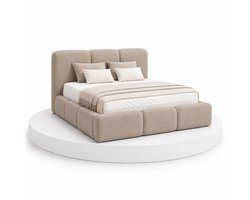 Japandi Bed Hikari - 160x200 Compleet - Boxspring met opbergruimte - Taupe - BalBedden