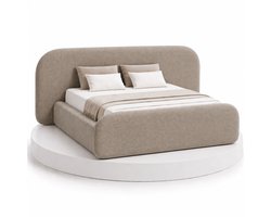 Japandi Bed Kanso - 160x200 Compleet - Boxspring met opbergruimte - Taupe - BalBedden