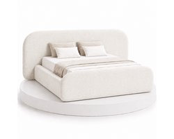 Japandi Bed Kanso - 160x220 Compleet - Boxspring met opbergruimte - Off-white - BalBedden