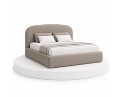 Japandi Bed Shira - 200x200 Compleet - Boxspring met opbergruimte - Taupe - BalBedden