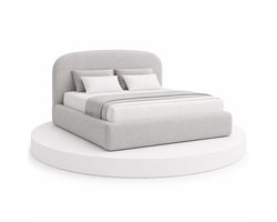 Japandi Bed Shira - 200x210 Compleet - Boxspring met opbergruimte - Lichtgrijs - BalBedden
