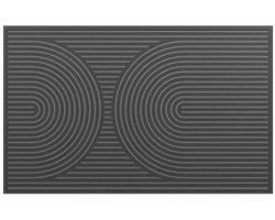 Japandi deurmat - Antraciet - 50x80cm - Deurmat binnen - Deurmat buiten - 10mm - Schoonloopmat - Duurzaam - Voor binnen en buiten - Organisch design - 100% PET - Gerecycled rubberen rug