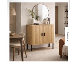 Japandi Dressoir met Schuifdeuren | 80x40x85 cm | Naturel Hout