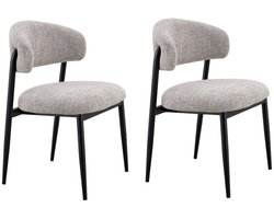 Japandi Eetkamerstoel CHAUM Linnen Taupe Set van 2
