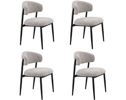 Japandi Eetkamerstoel CHAUM Linnen Taupe Set van 4