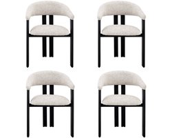 Japandi Eetkamerstoel MOUZ Bouclé Stone Set van 4