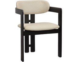 Japandi – Eetkamerstoel – Zwart hout – Set van 2 – Beige bekleding – Scandinavisch design