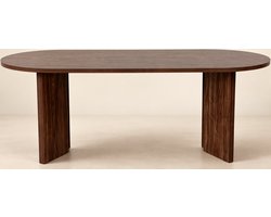 Japandi Eettafel Hano 200 cm Bruin – Ovale Eetkamertafel met Melamine Afwerking – Japanse Stijl Tafel voor Eetkamer & Woonkamer – Moderne Ovale Tafel