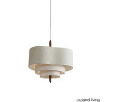 Japandi living hanglamp - hanglampen - woonkamer - eetkamer - slaapkamer - Wabi sabi - Populair - 45cm - linnen stof - hout - lamp