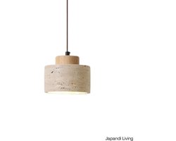 Japandi Living - Hanglamp - Minimalistisch - Wabi Sabi - Marmer - Travertin - Woonkamer, toilet, slaapkamer - Lamp - Eiken hout