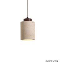 Japandi Living - Hanglamp - Minimalistisch - Wabi Sabi - Marmer - Travertin - Woonkamer, toilet, slaapkamer - Lamp - Walnoot hout