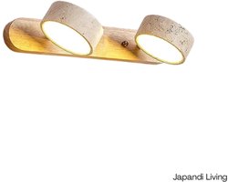 Japandi Living - Hanglamp - Minimalistisch - Wabi Sabi - Marmer - Travertin - Woonkamer, toilet, slaapkamer - Lamp - Walnoot hout