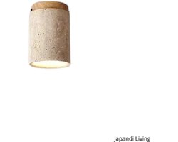 Japandi Living - Plafondlamp - Plafonnière - Wabi Sabi - Marmer - Travertijn - Woonkamer, toilet, slaapkamer - Lamp - Lichthout