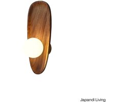 Japandi living - Wandlamp - Hout - Houten - Binnen - Wandlampen - Slaapkamer - Woonkamer - Wabi sabi - 12x30cm