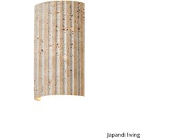 Japandi Living - Wandlamp - Wandlampen - Binnen - Slaapkamer - Lamp - Japandi - Minimalistisch - Travertin - 16,5x9cm - Beige