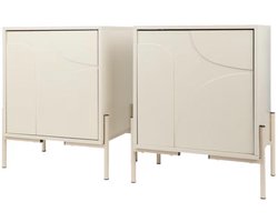 Japandi Nachtkastje Set van 2 – Beige – Minimalistisch Design – 43 x 30 x 52 cm