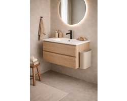 Japandi Ophangbare Prullenbak – Beige Staal, 3L – Handige Wandmontage