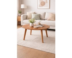 Japandi salon tafel – Scandinavisch & Japans design, naturel hout - Ø 57 x 40,5 cm