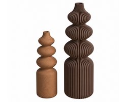Japandi style organische vazen set - chocoladebruin karamel
